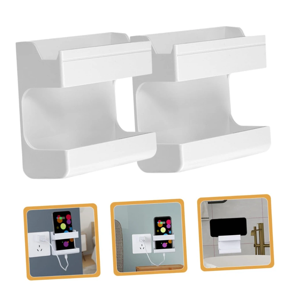 Remote Control Holder Punch Free Wall Mount Organizer for Mobile Phone Charging Living Room Storage Box