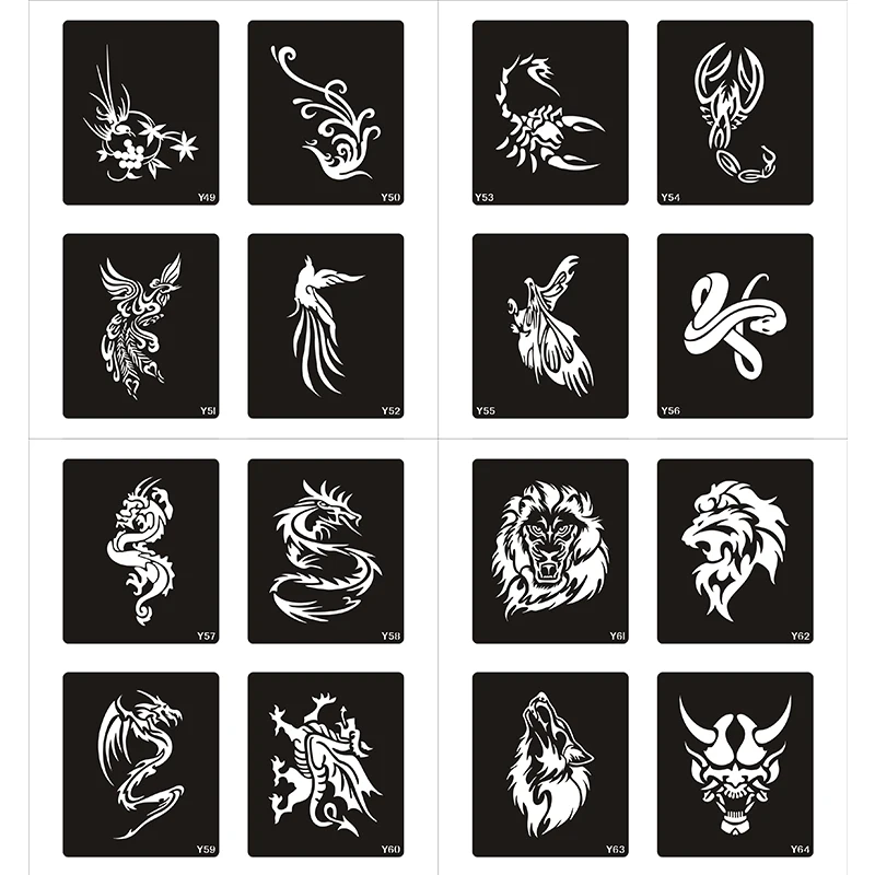 

80 New Designs Temporary Airbrush Festival Art Reusable Tattoo Stencil Airbrush Stencils Template Booklet