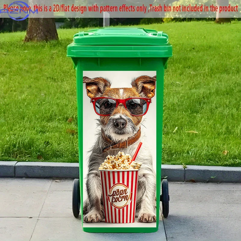[2D Flat Printing] 1pc 2D Pattern Printed Kitchen Trash Can Sticker, X Cm Cute Dog Movie Time Theme Kitchen Home Decor Wall Pa