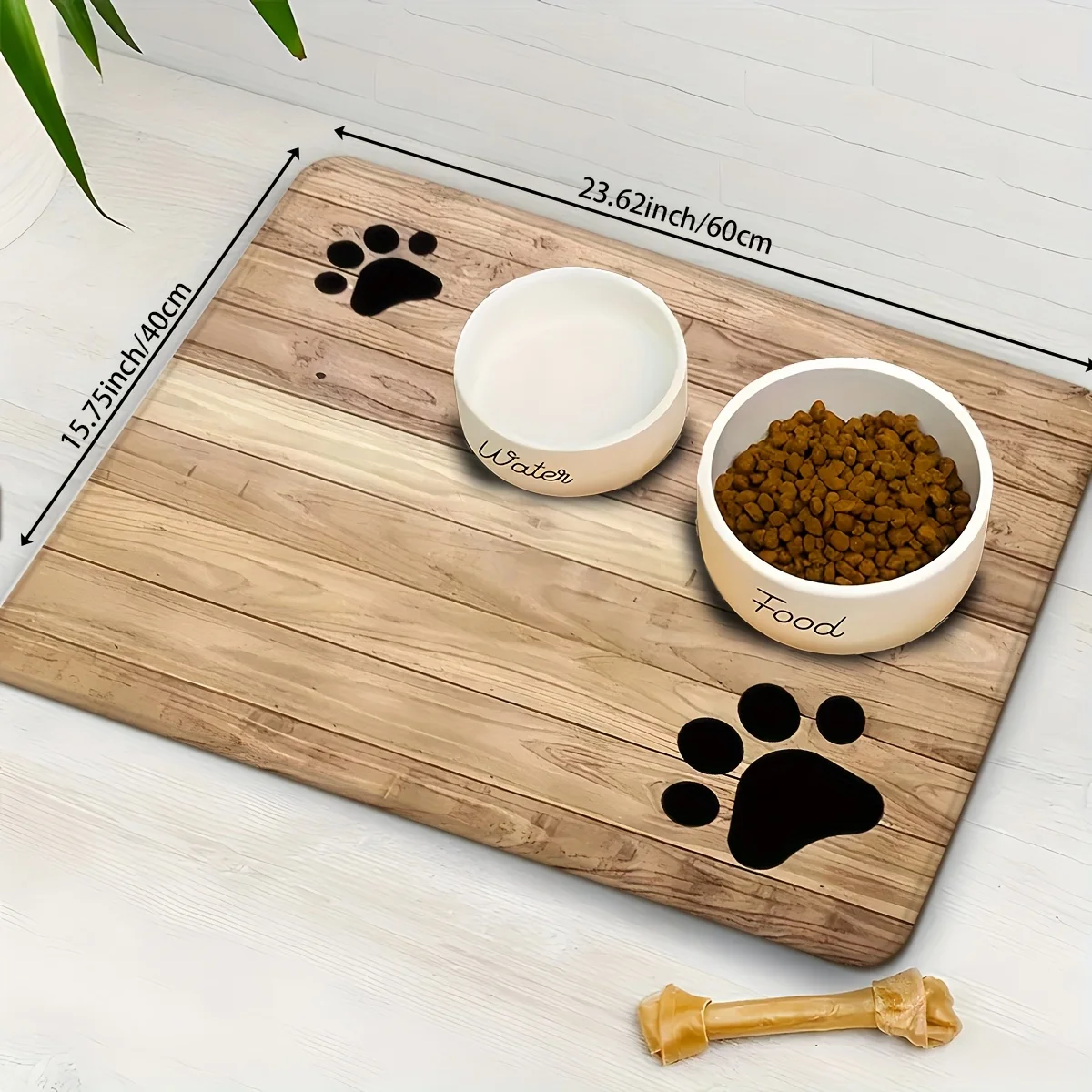 1pc Creative Versatile Light Brown Wood Grain Machine-Washable Pet Floor Mat, Easy to Clean, Absorbent, Non-Slip Pet Placemats