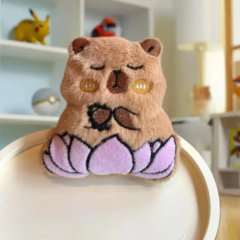 

New Creative Capybara Anime Plush Fashion Kawaii Mini Keychain Round Cartoon Bags Pendant Hang Decorations