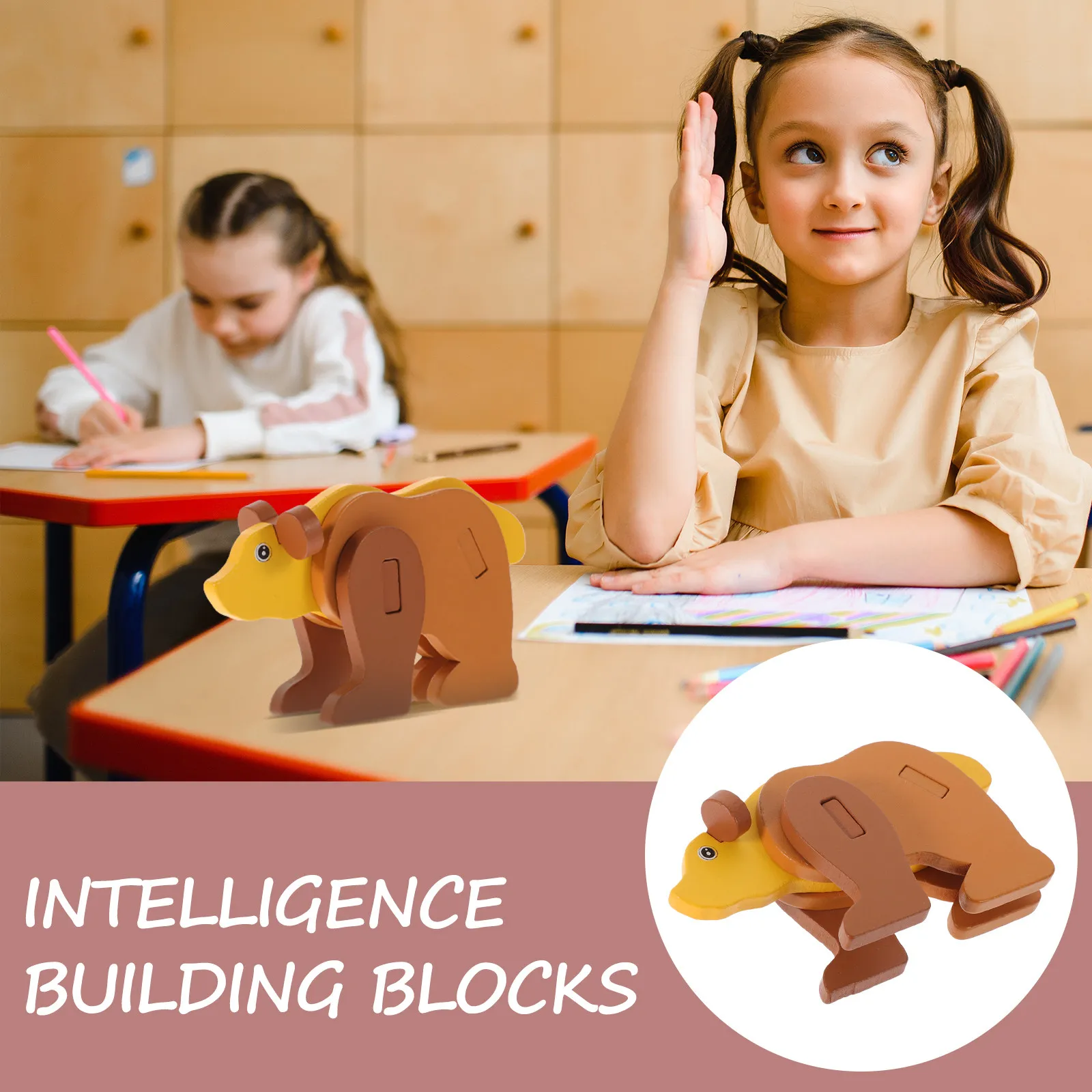 

1Set Animal Puzzle Wooden Learning Educational Puzzle for Kids Early Development Hands-on Creativity Spatial Imagination