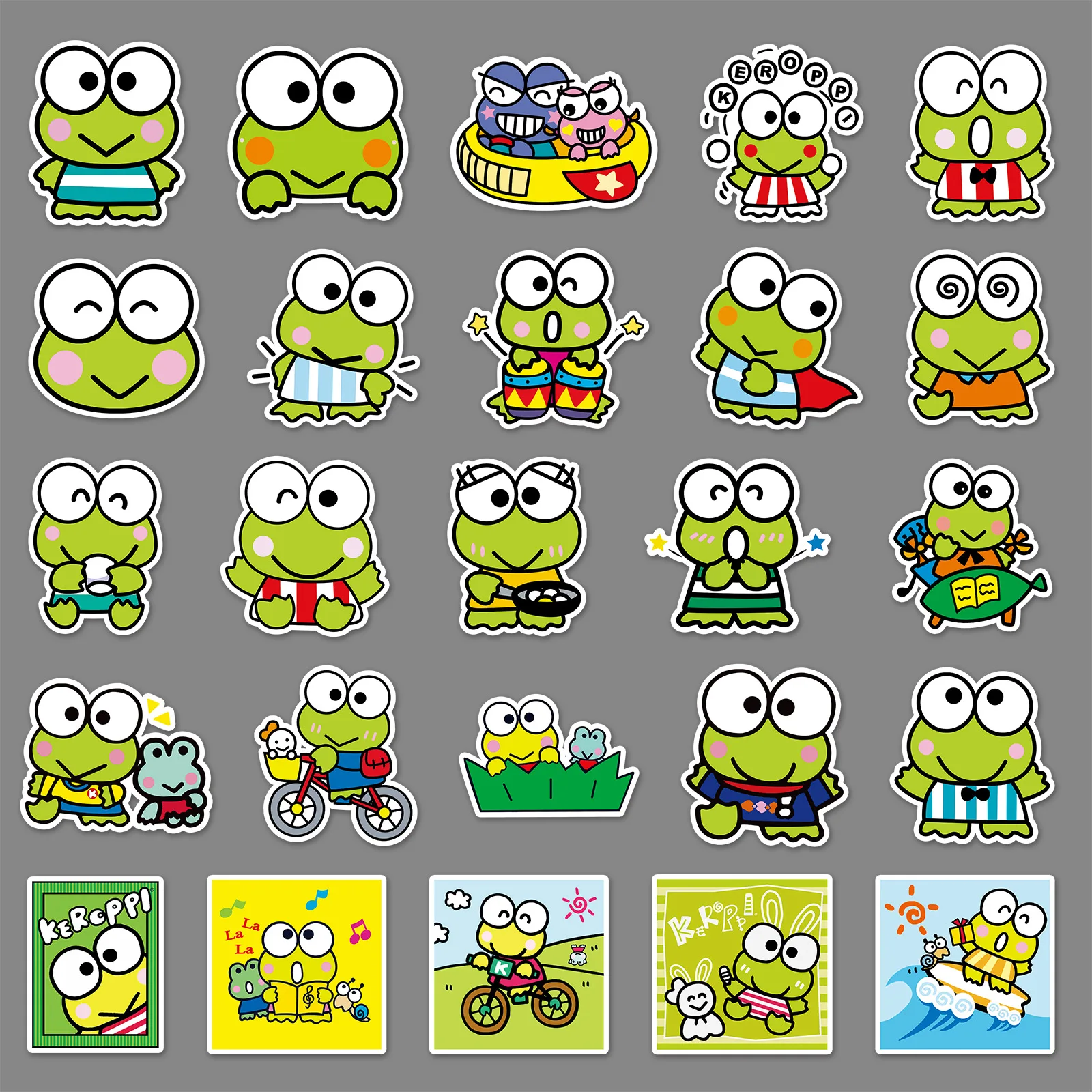 50 قطعة سانريو لطيف Keroppi ملصقات الكرتون الضفدع مضحك خربش صائق اللعب للثلاجة سجل القصاصات الأمتعة ملصقات مقاومة للماء