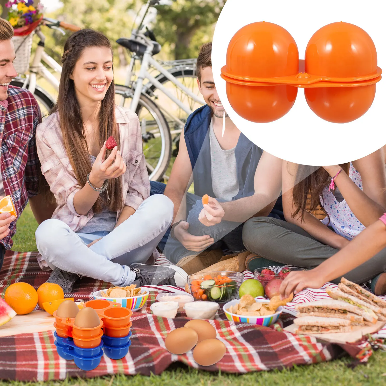 4 قطعة حامل تخزين البيض المحمول للتخييم في الهواء الطلق والنزهات والسفر والتنزه صندوق البيض النظيف توفير الوقت جهد هدية #4