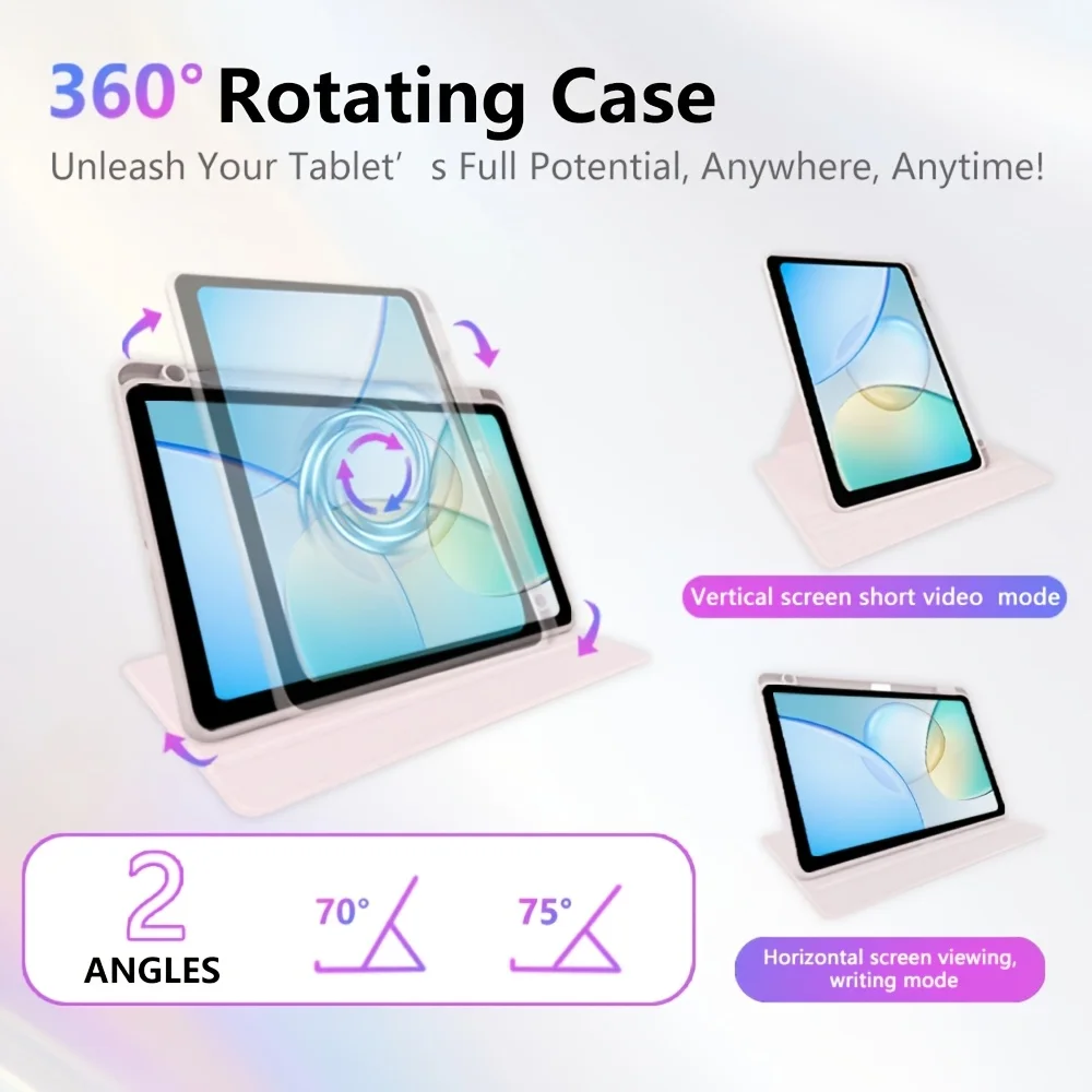 For iPad mini Air Pro 1 2 3 4 5 6 7 8 9 10 11 8.3 9.7 10.2 10.5 10.9 11 12.9 13 360 Degree Rotating Acrylic Case Auto Wake/Sleep