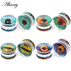 Alisouy 2pcs Transparent Round Acrylic Eyeball Ear Gauges Tunnels Plugs Flesh Stretcher Expander Earrings Piercing Body Jewelry