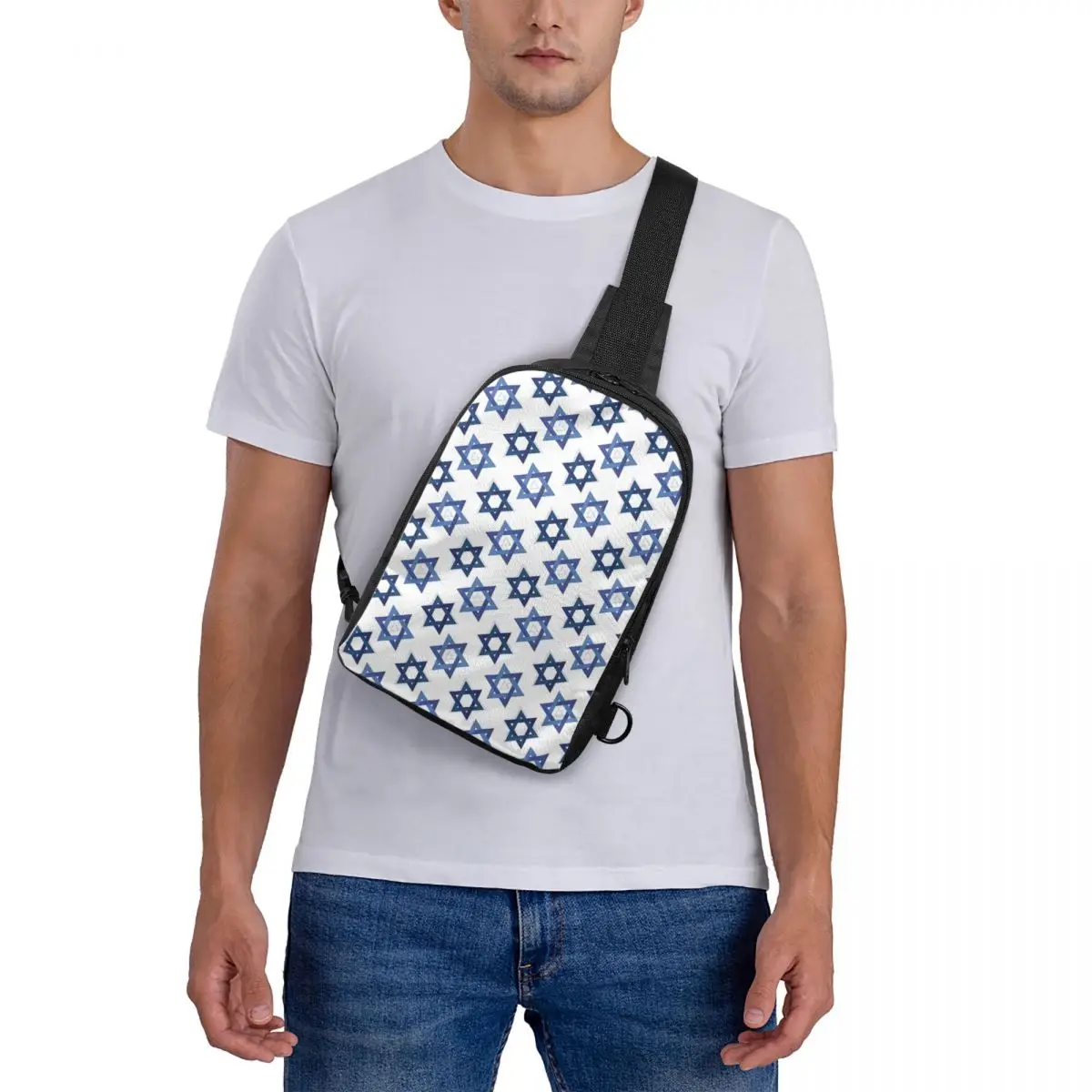 

The Star Of David Jewish Israel Magen David Geometric Hexagram Chest Bag Crossbody Backpack Sling Shoulder Bag For Men Daypack
