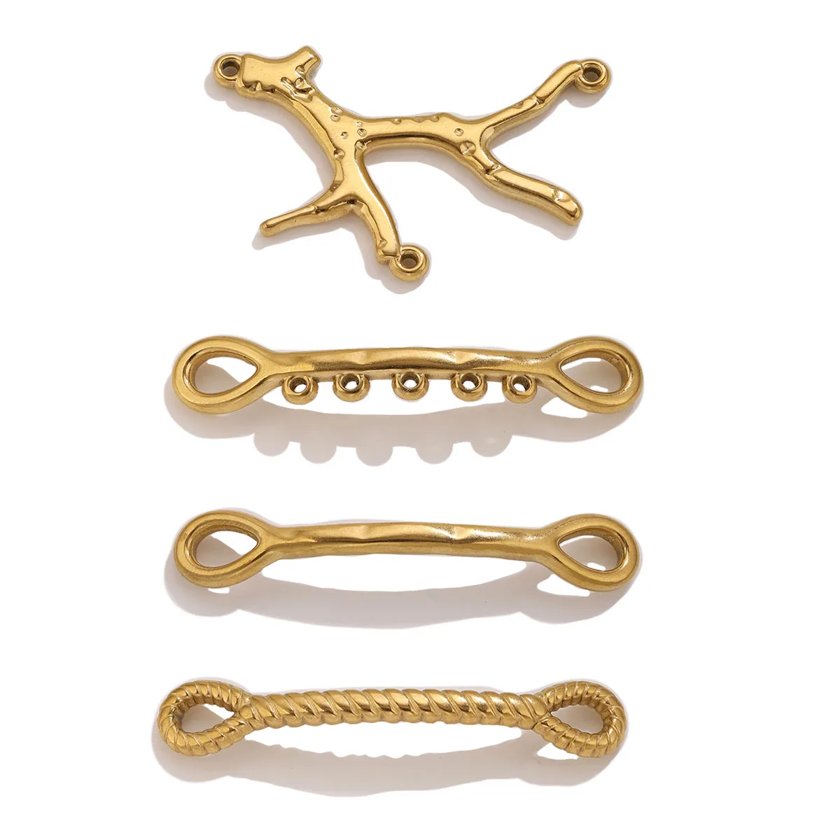 5pcs 18K Gold Plated Stainless Steel Coral Connector Natural  Pendants DIY Necklace Bracelet Earrings Jewelry Making Accessories