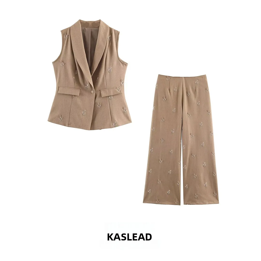 

KASLEAD New Women's Faion Embroidered Bead Heavyweight Suiting Set Ele Spring Collection Svel Regular Length