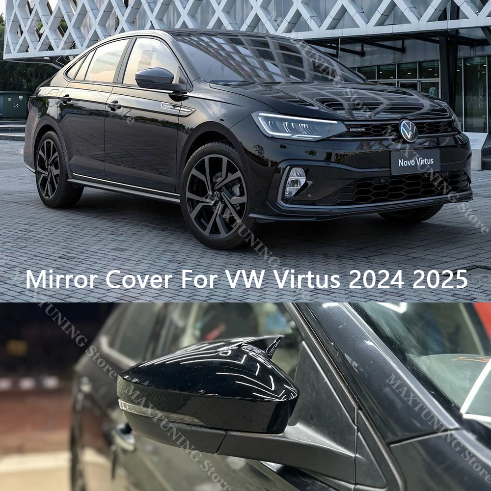 

2PCS Rear View Mirror Cover Cap Shell Frame Trim Body Kits For VW Volkswagen Virtus TSI/Highline/Exclusive/Comfortline 2024 2025