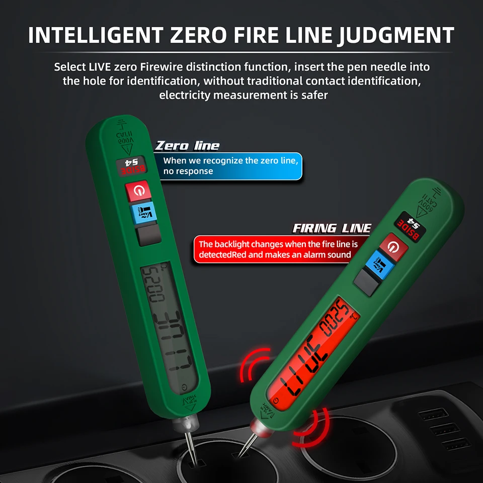 BSIDE Leakage Voltage Detector AC Voltage Non-Contact Circuit Pen 12~300V Hazardous Voltage Tester with Backlight Illumination