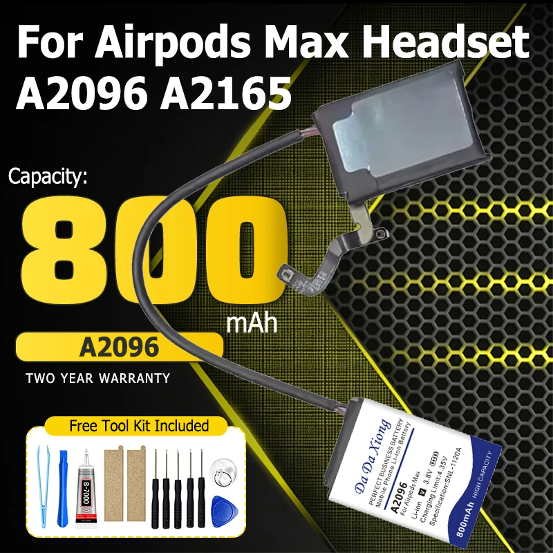 800mAh Top Capacity Battery for Airpods Max Headset for AirpodsMax A2096 A2165 Batteries