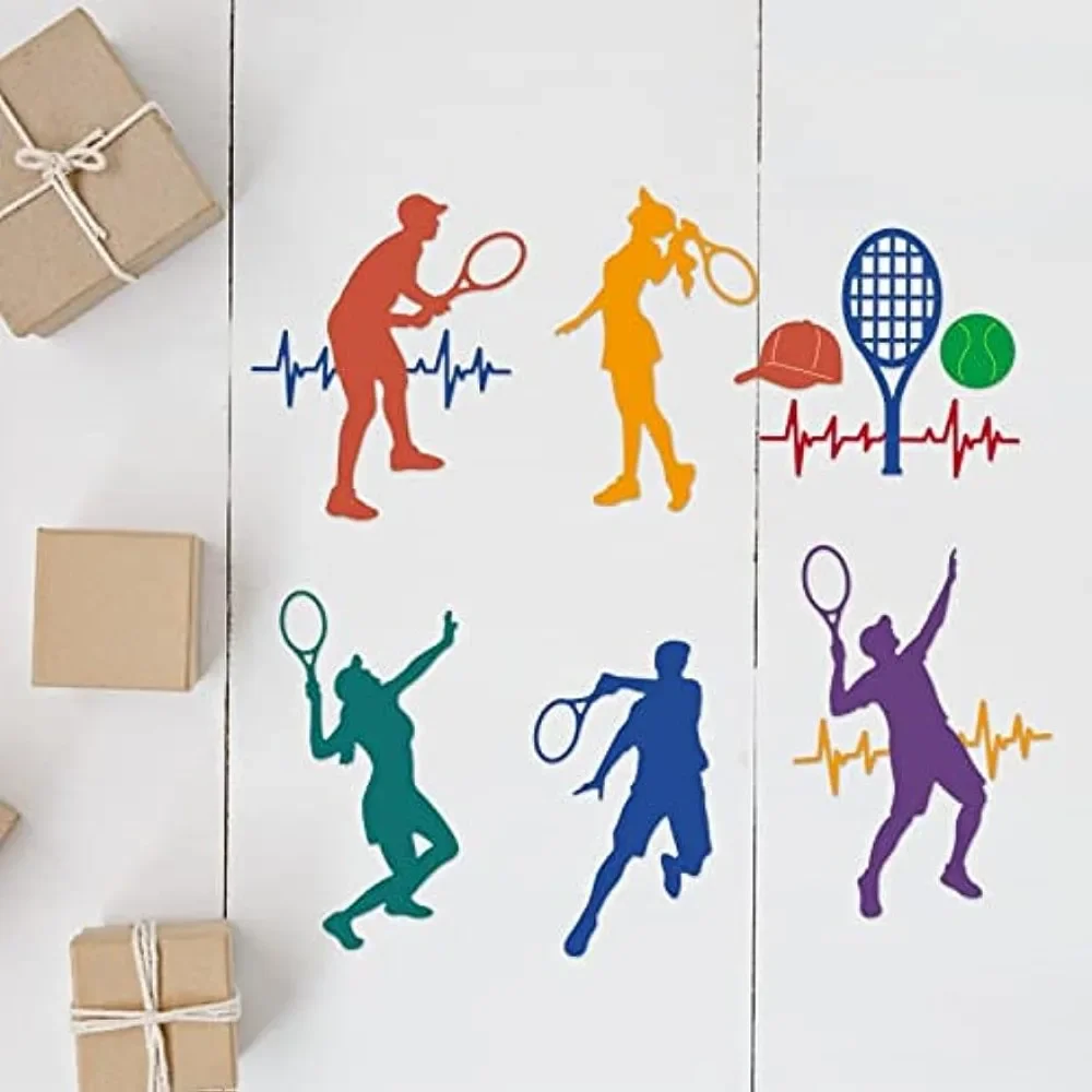 9Pcs Play Tennis Cutting Dies Metal Tennis Player Die Cuts Embossing Stencils Template for Paper Card Making Decor DIY Scrapbook