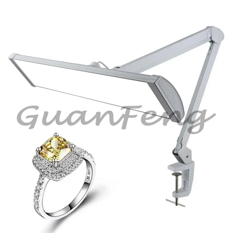 45W Dimmable Touch Sensor LED Clamp Desk Lamp 6000K CCT High Bright Working Light for Jewelry Craft Workbench