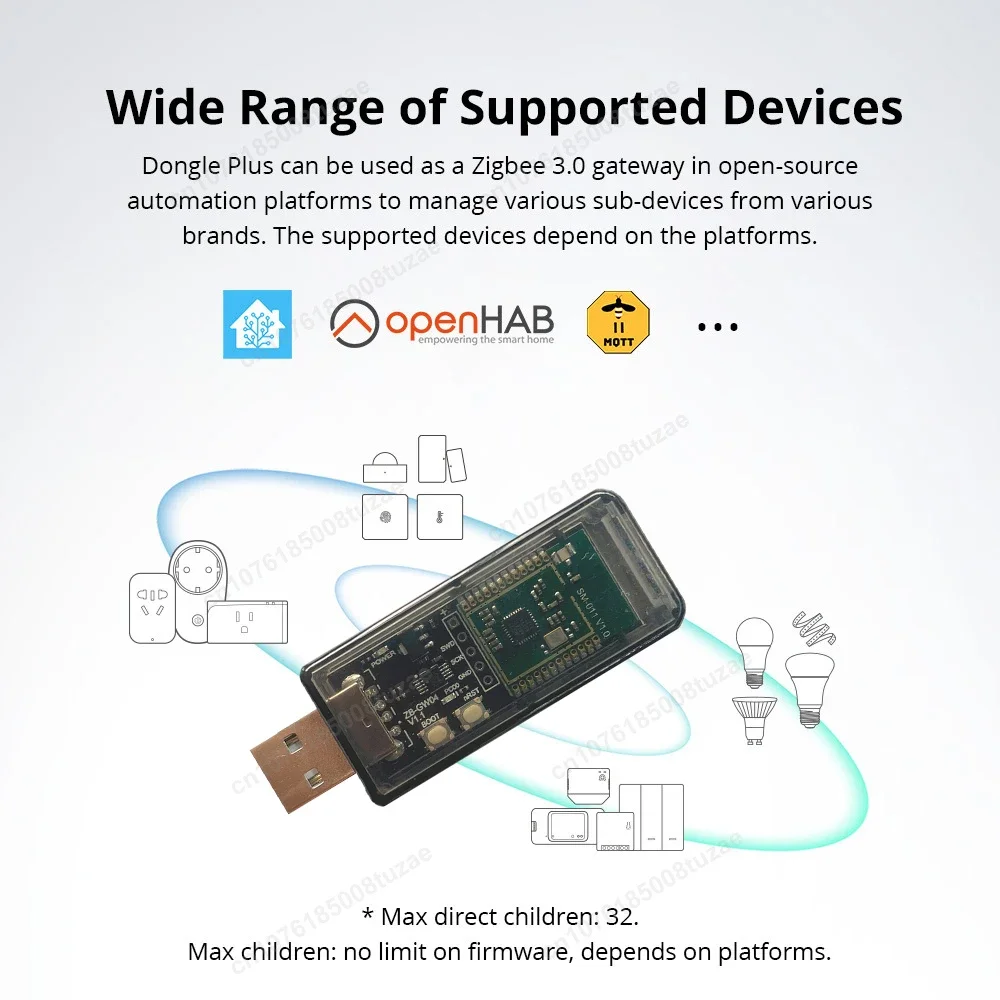 Zigbee 3.0 USB Dongle Gateway Con Antenna 5dBi – Supporta Home Assistant ZHA, Zigbee2MQTT, OpenHAB, Aggiornabile