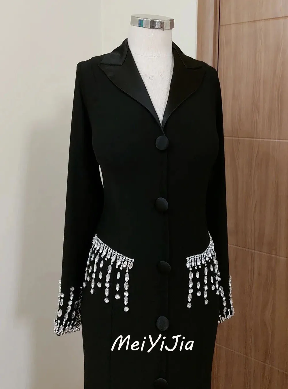 Meiyijia Evening Dress V-neck Beaded Floor-Length Long Sleeves Saudi Arabia Sexy Evening Birthday Club Outfits Summer 2024