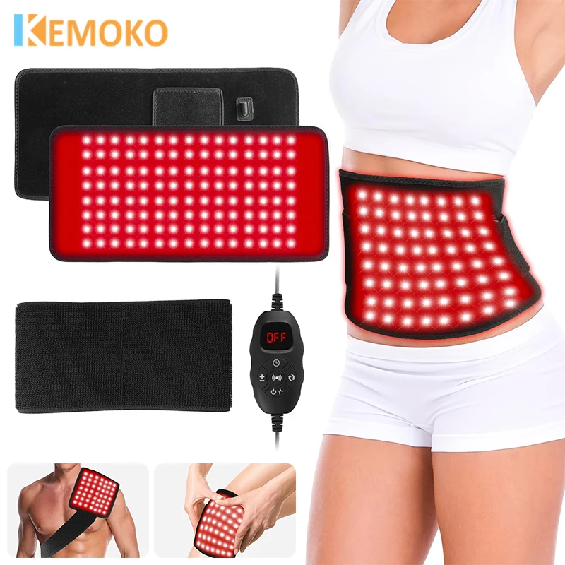 KEMOKO 120-LED-Rotlichtgürtel, Infrarot-Lichttherapie-Pad für Körpermüdung, Tieftherapie für Rücken, Knie, Hände, Füße, Linderung