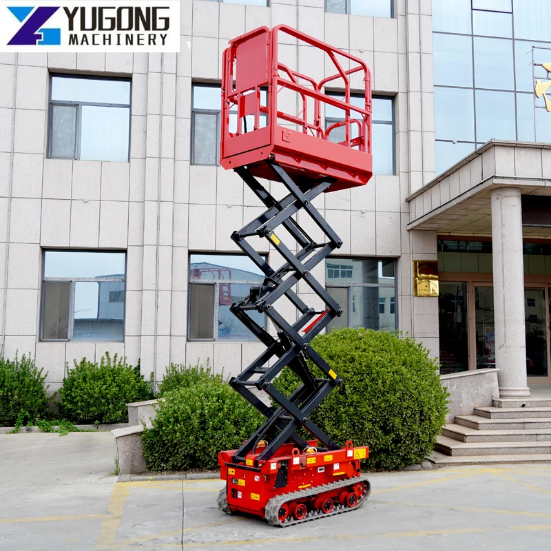 YG 6-12M 15M Scissor Lift Trailer Lift Aerial Work Platform Manual Hydraulic Lifting Platform Rough Terrain Scissor Lift 110V