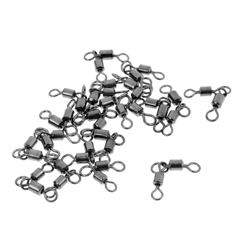 2-4pack 20Pc 3-Way Crane Swivels Double Rolling Barrel Swivel Fishing Connector