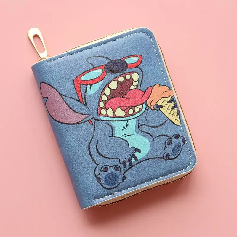 Venta al por mayor Kawaii Disney Stitch cartera niños Lilo y Stitch monedero regalo de cumpleaños figuras de Anime bolso de mano regalo de niña