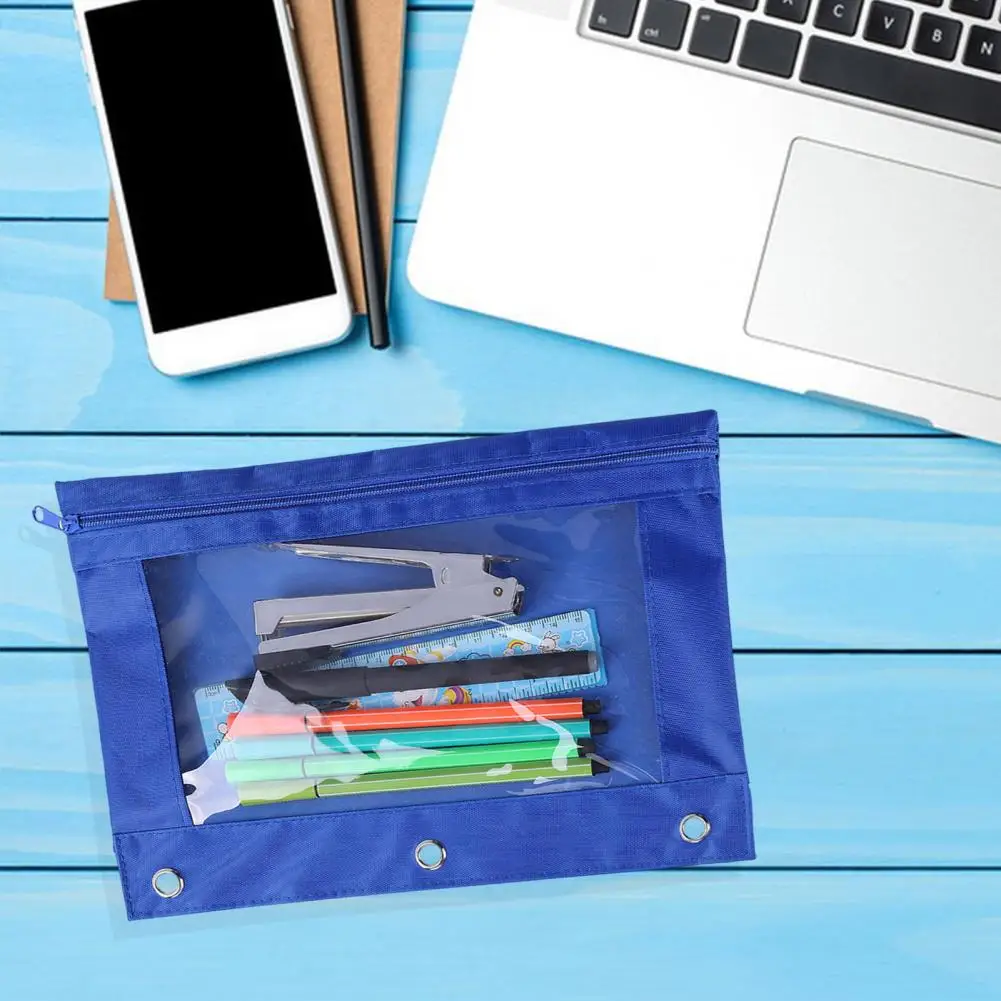 Transparent Stationery Bag for Students Document Bag with Transparent Window Capacity 3 Ring Binder Pencil Case with for School