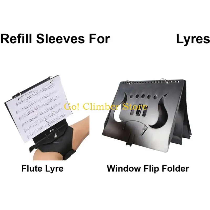 Q84C 10pack Flip Folder Sleeves for Sheet Music, Transparent Plastic Pages with Black Paper Inserts and Double-Sided