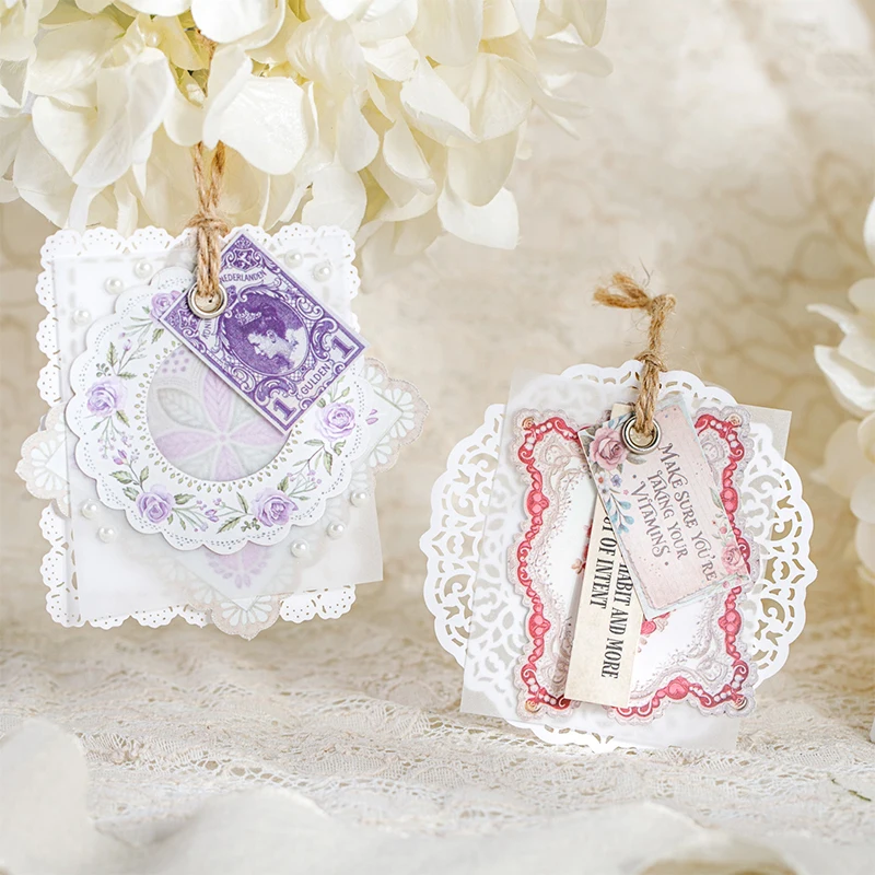 20pcs Lace Border Series Art Handbook Decoration Sticker Creative Collage DIY Handmade Scrapbook Aesthetic Supplies