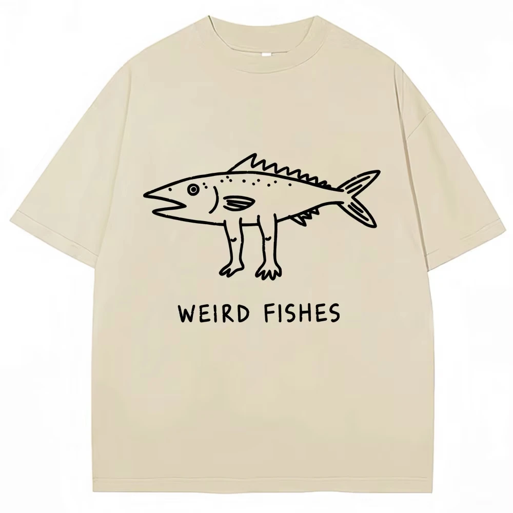 Weird Fish Meme Funny Print T-shirt Men Women Humor Fashion Personality T Shirts 100% Cotton Oversized Casual T Shirt Streetwear