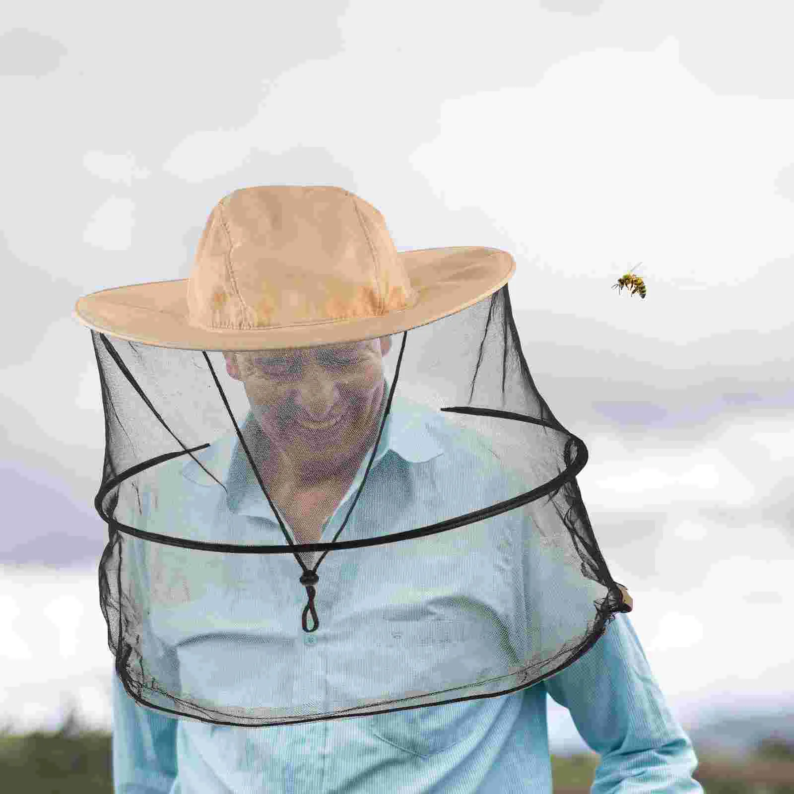 2 Pcs Sun Protection Breathable Head Net Hat Bee Keeper Hat Folding Beekeeper Portable Netting Veil Polyester Costumes