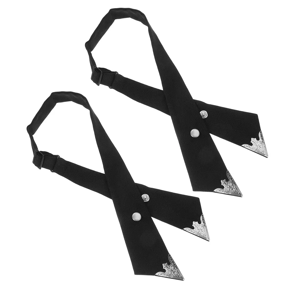 2Pcs Adjustable Cross Bow Tie for Men and Women Black Fabric Pre Tied Neck Tie Accessory School Uniform Wedding Prom Party