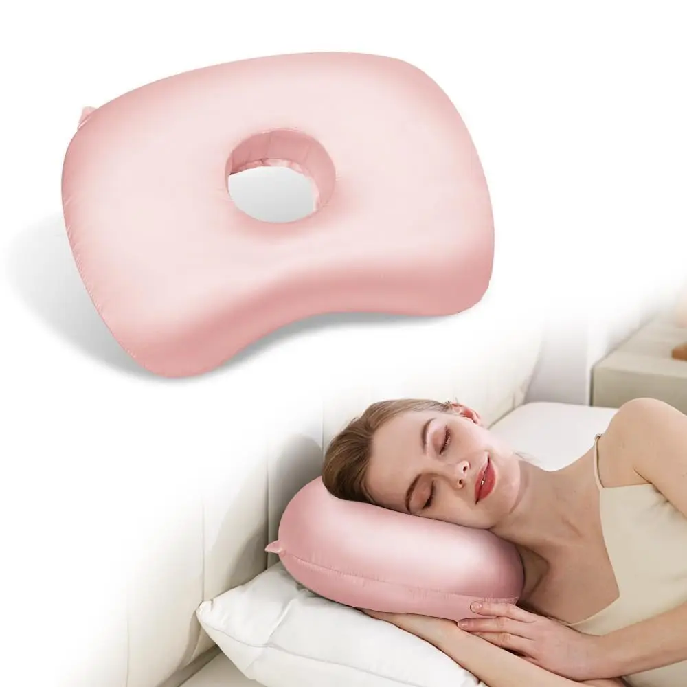 Cotton Filling Ear Piercing Pillow Portable Curved Ear Hole Donut Pillow Comfortable Breathable Ear Guard Pillow Side Sleepers