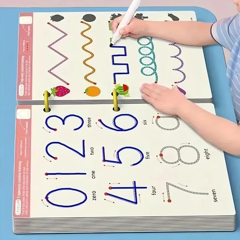 

34 Pages Magic Pen Practice Book Set - Reusable Writing & Drawing Workbook Includes Colorful Pen Eraser