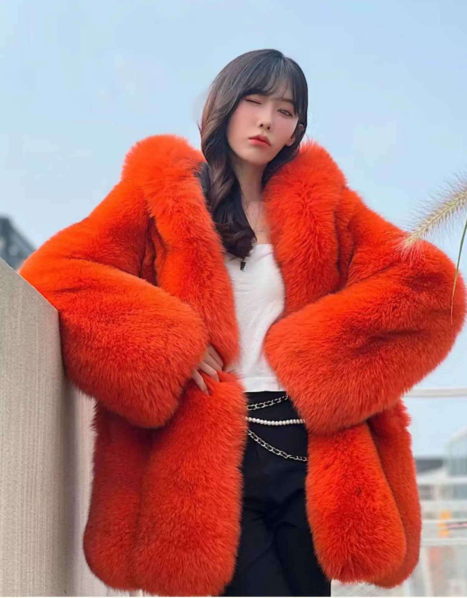 FURSHEHE Women Real Fur Coat 2024 New Fashion Thick Warm Fox Fur Jacket with Hood Custom Wholesale Female Winter outerwears