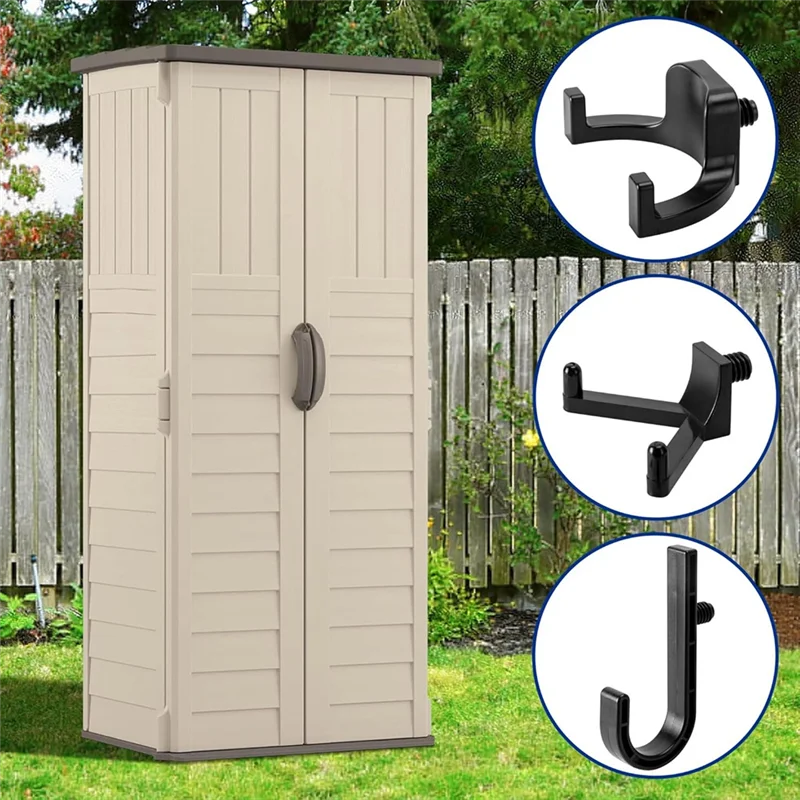 CYCLI-6 Pcs ABS Storage Shed Tool Hooks,Shed Tool Hangers Include J-Shape,U-Shape And V-Shape,Storage Shed Shelves