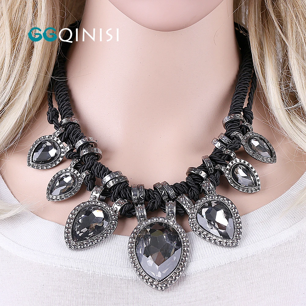 GGQINISI New Arrivals Bohemia Vintage Black Color Necklae Statement Fashion Jewelry Sets for Women Good Gift for Her