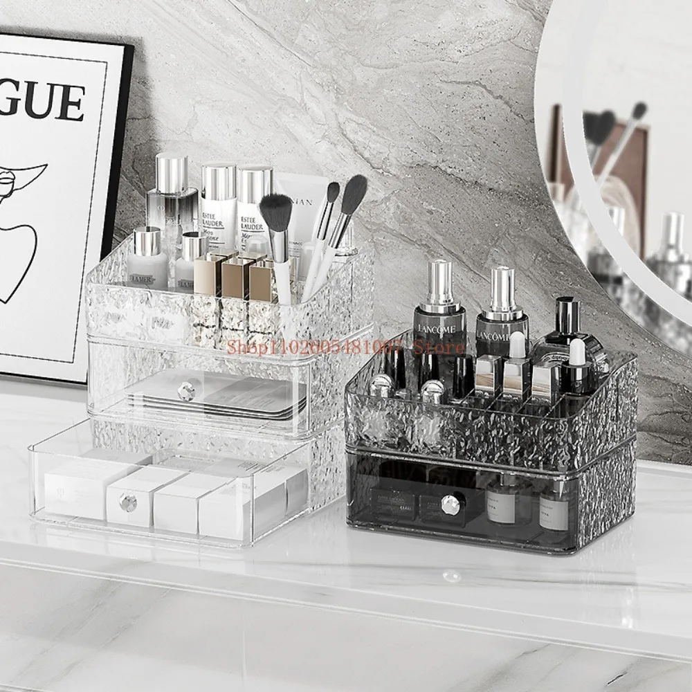 Cosmetics Storage Box with High-end Feel, Large Capacity, Light Luxury, Drawer Style Desktop Storage, Dressing Table Shelf