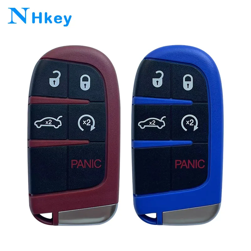 

NH key Remote Car Key replacement Shell 5 Button For Dodge SRT Hellcat Dart Challenger Durango Journey Red/Blue Shell