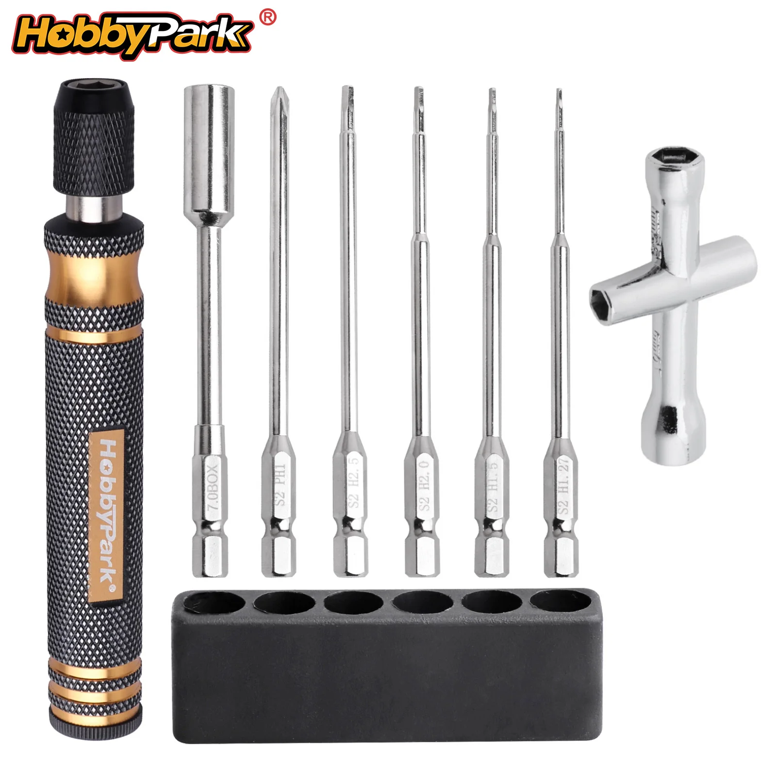 

Hobbypark RC Hex Driver Screwdriver Kit for RC Crawler Cars Trucks 1.27mm 1.5mm 2.0mm 2.5mm Phillips Hex Nut Wheel Wrench 6-in-1