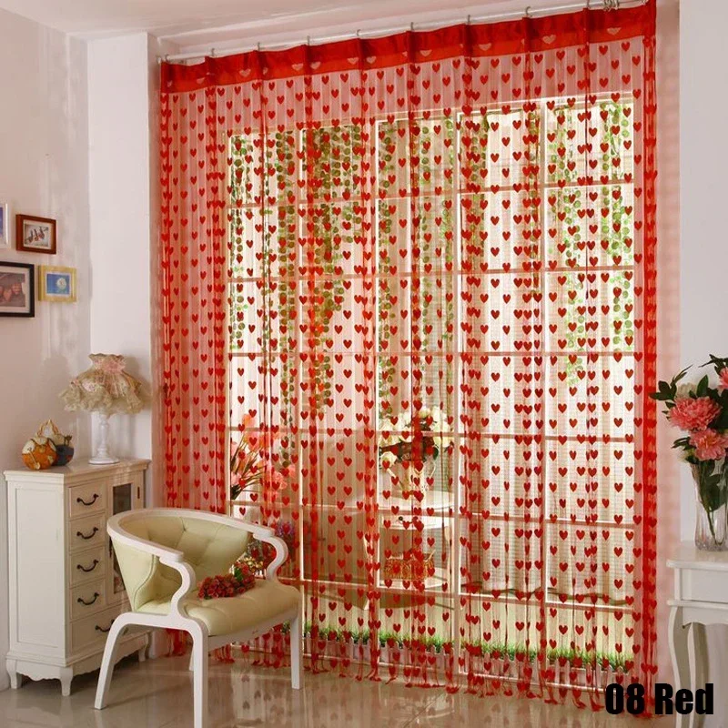 1PC Line Tassel String Door Curtain Love Heart Bedroom Curtains High Quality Window Living Room Decorative Curtain Valances