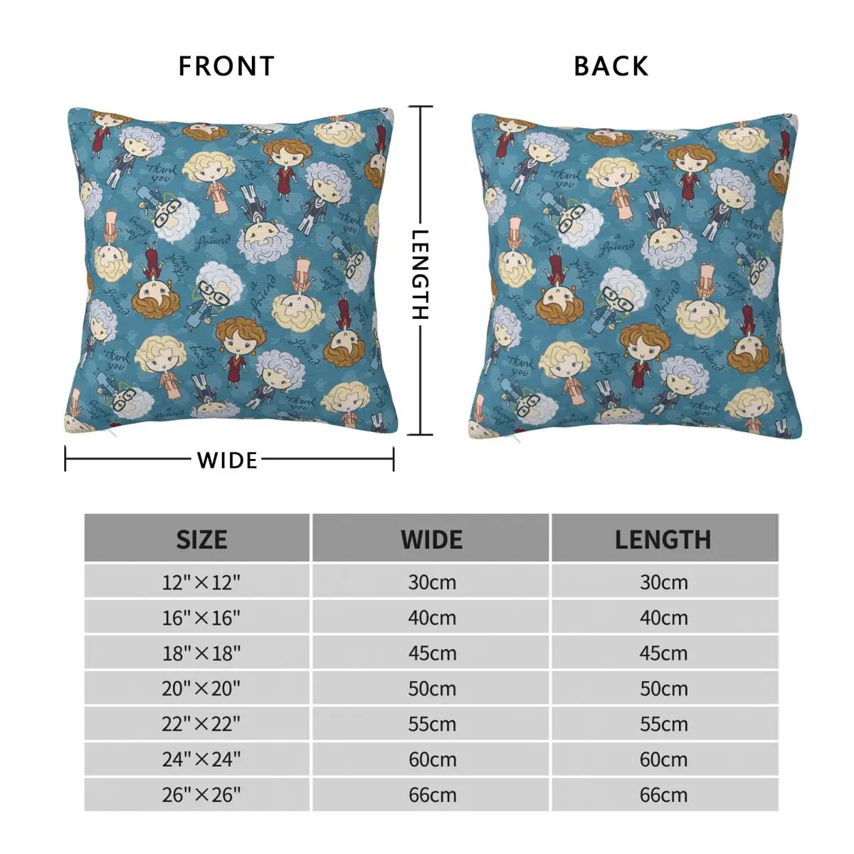 Thank You For Being A Friend Square Pillowcase Polyester Linen Velvet Creative Zip Decorative Home Cushion Cover