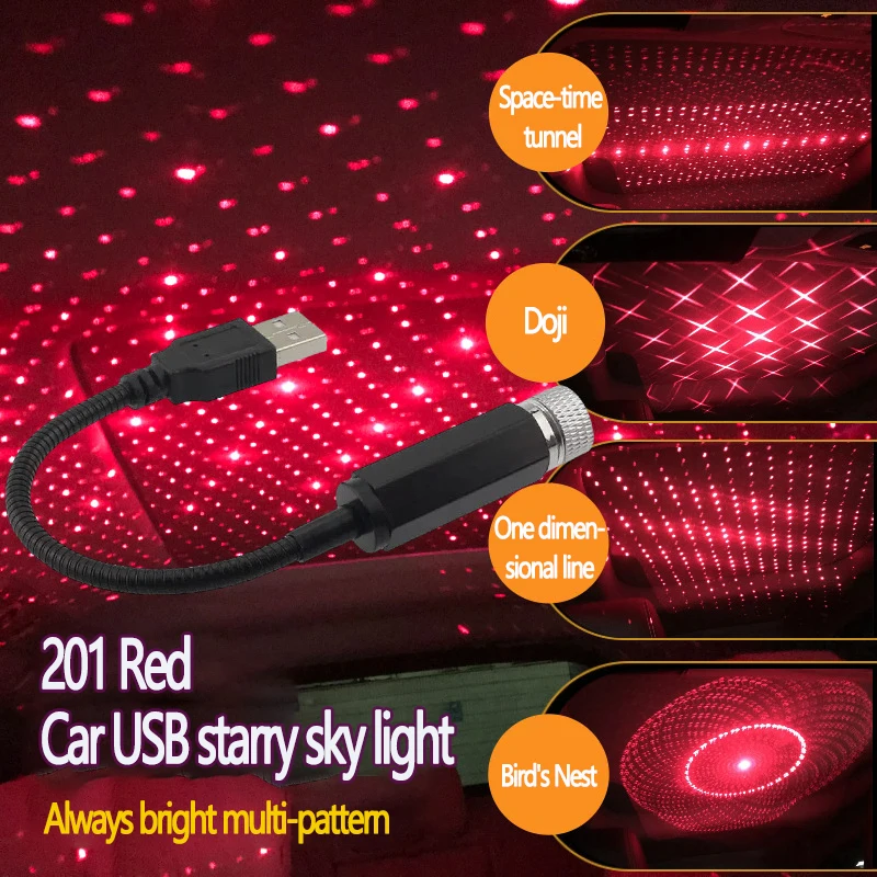 

Romantic Car Roof LED Star Night Light Galaxy Atmosphere Lamp Adjustable Starry Decoraty USB Projector For Car Interior Decorat