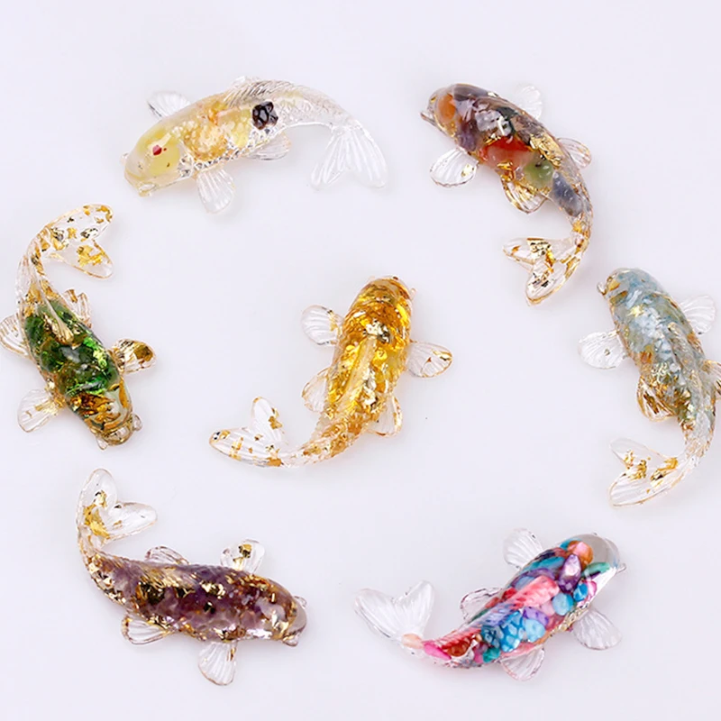 Natural Crystal Gravel Fish Figures Miniature Fancy Carp Statue And Sculpture Decorative Ornament Gifts Airy Garden Home Decor