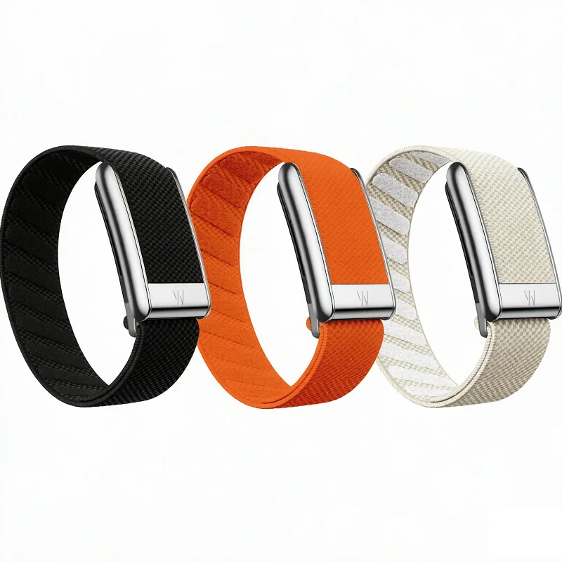 Compatible with Whoop 5.0 wristband, nylon woven elastic Whoop mg sports replacement strap with bright silver metal U-shaped fra