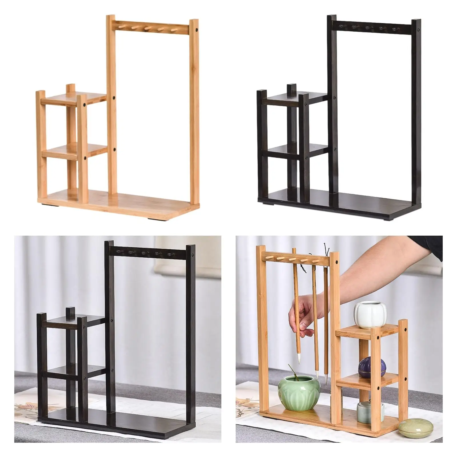 

Calligraphy Brush Holder Bamboo Hanger Pen Holder for Study Room Office Home