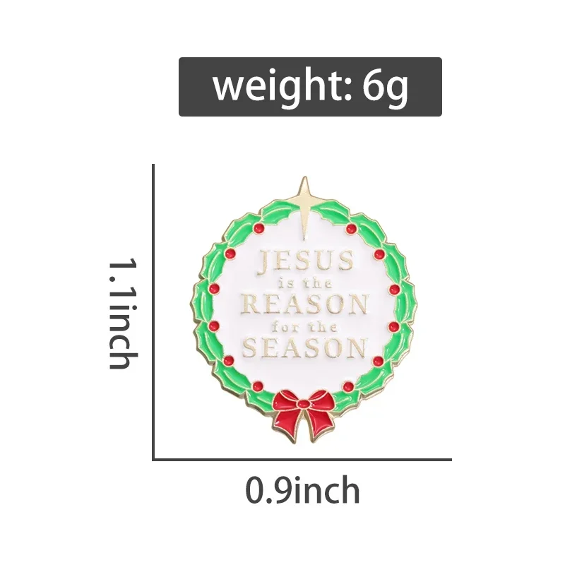 Jesus Is The Reason For The Season Enamel Pins Custom Plant Wreath Christmas Brooch Lapel Badge Jewelry Gift Believers Friends