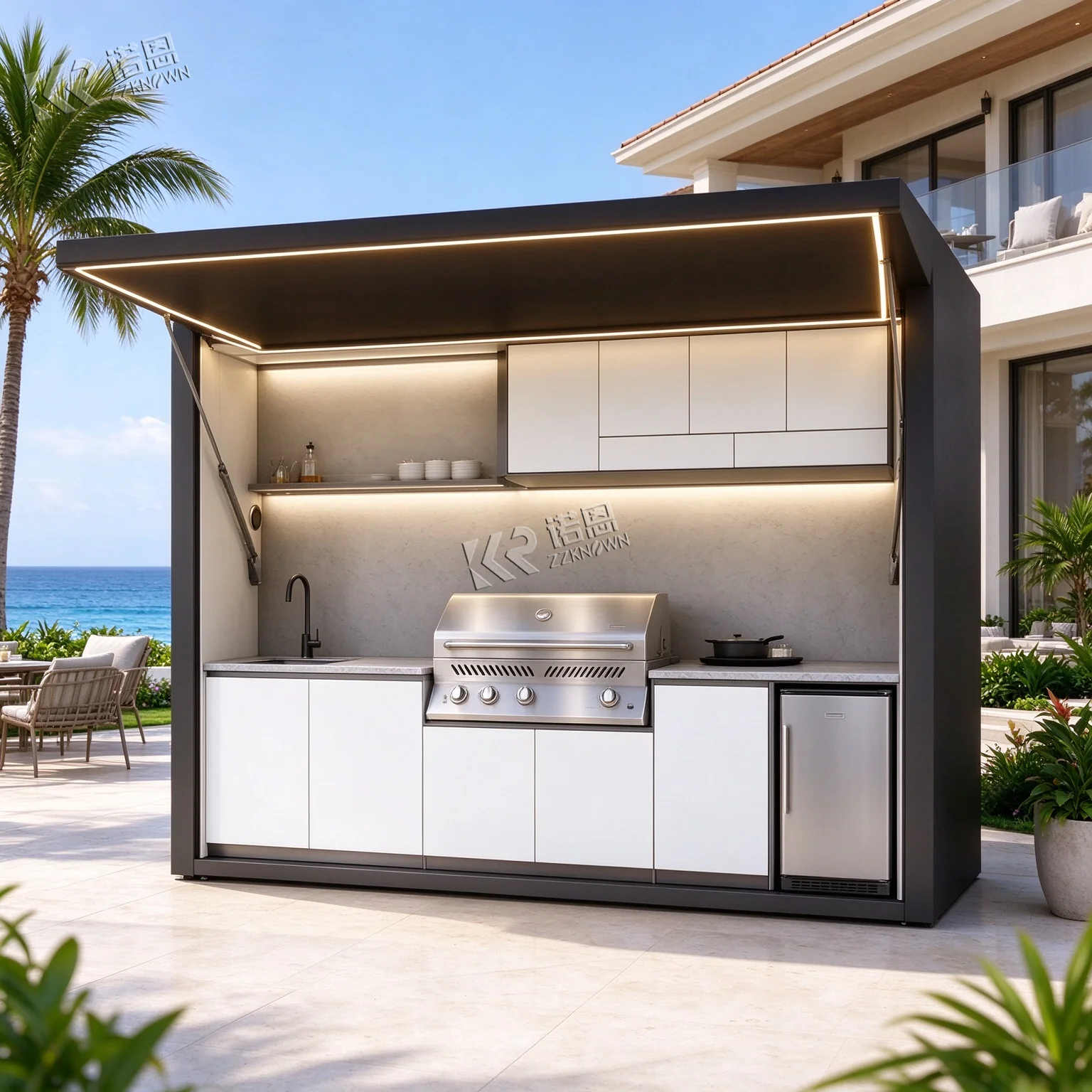 Savory Barbecue Focused Heavy Duty Outdoor Kitchen For Juicy Steak Sausage Cooking Outdoor Kitchen