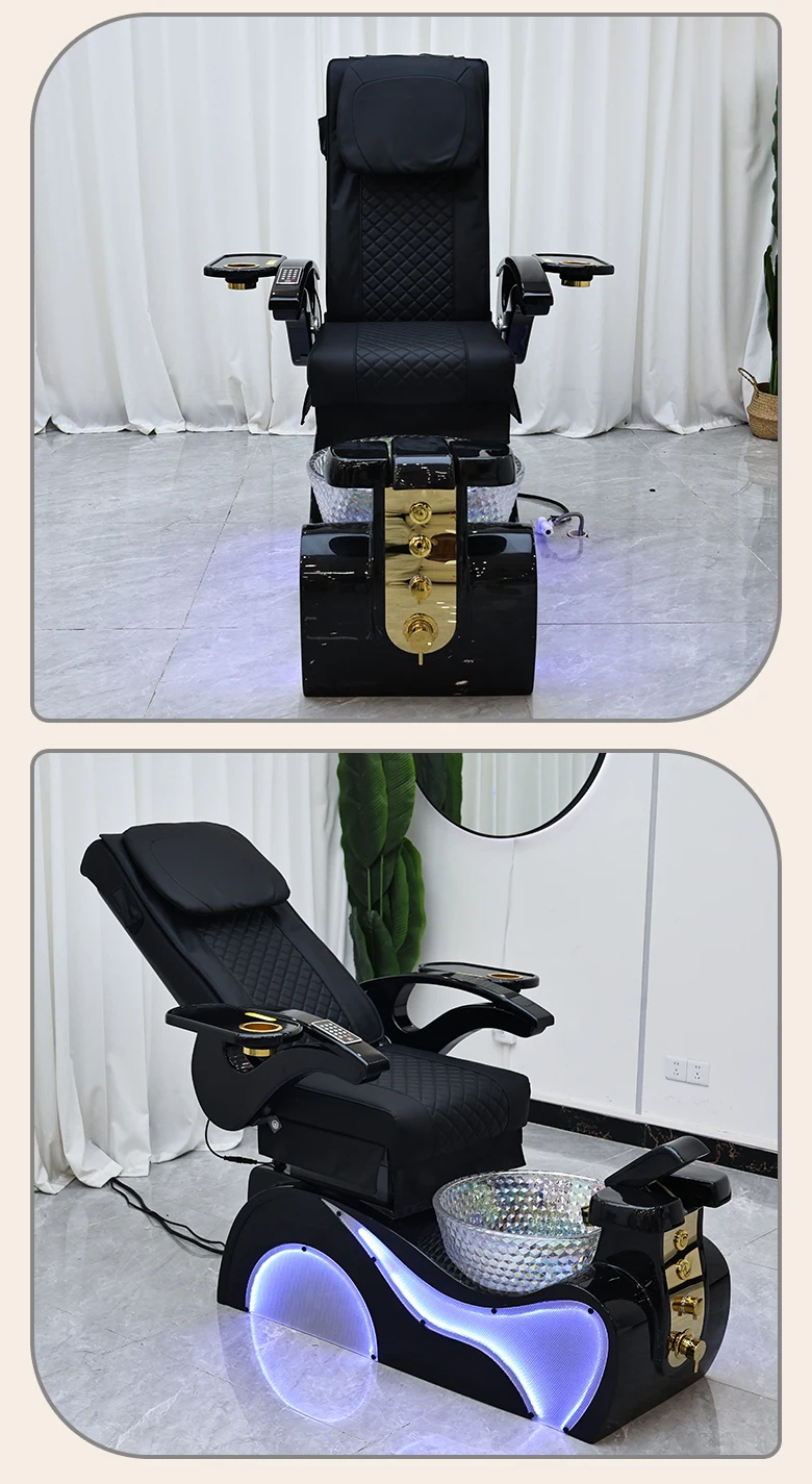 Elektrischer Pediküre-Spa-Stuhl mit LED-Licht, Rückenmassage PU-Leder Maniküre-Pediküre-Sofa für Nagelstudio-Einrichtung – Detail 12