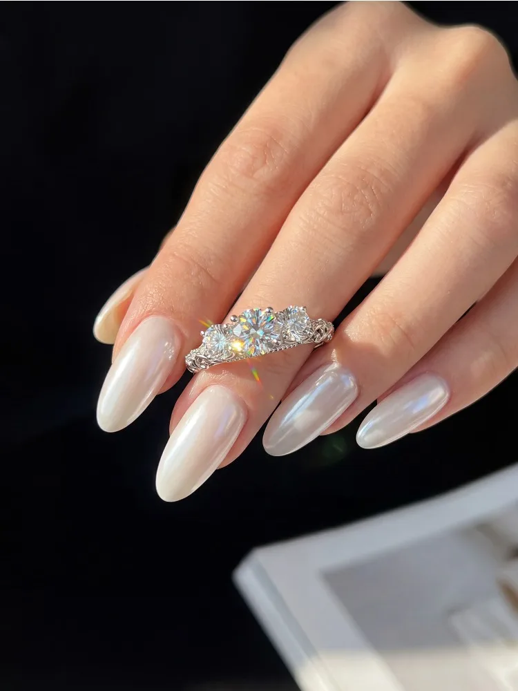 Wunderschöne 0,5CT Moissanit-Diamant Vollrunde Verlobungsringe für Damen, Hochzeit, Jahrestag, Luxus-Modeschmuck – Detail 5