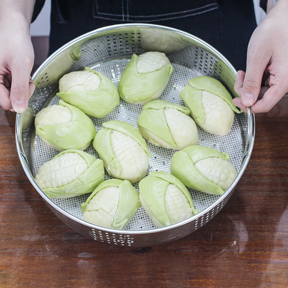 

Cookware Steamer Grid 23cm Stainless Steel Food Steamer Basket Handles Energy Saving for Steamed Buns Dumplings