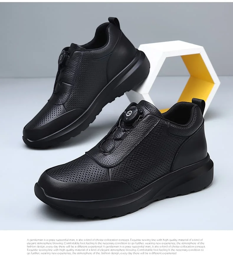 Sportliche Freizeitschuhe für Herren mit Automatikschnallen, bequeme Pendler-Schuhe, mehrlagiges Rindsleder, höhenvergrößerndes Innendesign – Detail 28